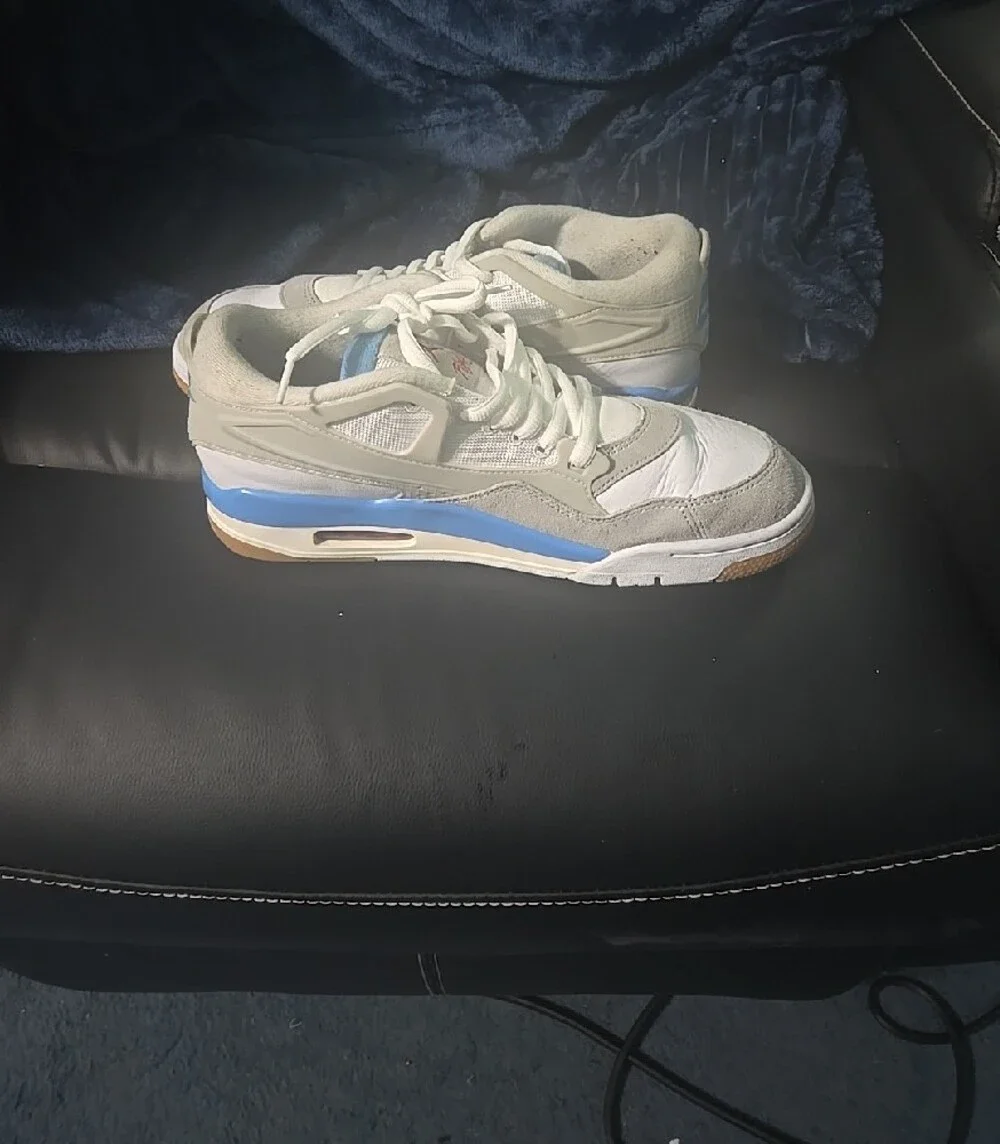 Mens White & Light Blue Athletic Sneakers